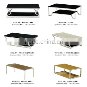Rectangle Double Shelf Simple Marble Cafe Table Factory Sell Directly FZ35 thumbnail-2