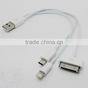 3 in 1 High Speed White Color Multi Usb Line TPE Charging Data Cable thumbnail-2