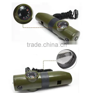 Multifunctional 7 in 1 Camping Outdoor Whistle With Compass Magnifier LED Flashlight Thermometer For Emergency Survival Tool thumbnail-5