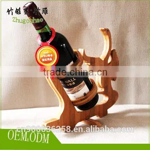 Small Kitchen Accessary Bamboo Wine Shelves for Single Wine Bottle thumbnail-2