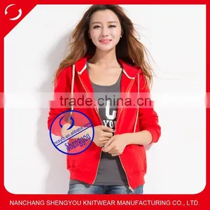 Custom Women's Fleece Zipper-up Hoodies Sweatshirts Manufactures in China thumbnail-1