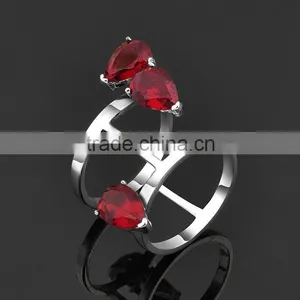 Red CZ Stone Knuckle Midi Rings thumbnail-2