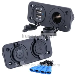 New 2.1A Waterproof Dual USB Car Charger With Cigarette Lighter thumbnail-1