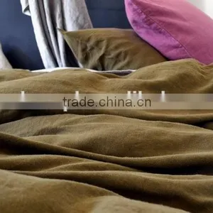 Popular Pure Flax Fiber Bedding Sheet Set,duvet Cover Set, Olive Colour thumbnail-2