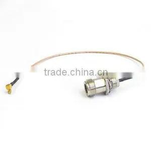 N Female, Bulkhead to MMCX Male Right Angle R/A With RG178 Cable, Cable Assembly, Pigtail, Jumper Cable thumbnail-1