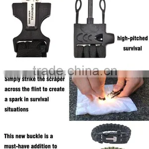 Plastic Flint Fire Starter Scraper Whistle Buckle for Survival Paracord Bracelet thumbnail-5
