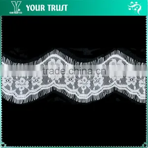 Width 13.3 Centimeter White Chantilly Eyelash Woven Swiss Trim French Lace thumbnail-3