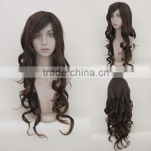 Synthetic Wigs Women's Long Curly Brown Wig Heat Resistant Fiber African American Wig For Women High Quality Factory Pirce thumbnail-1