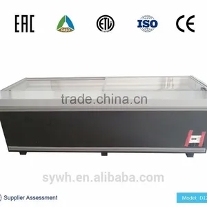 Supermarket Curved Glass Door Freezer Island Freezer With LED thumbnail-1