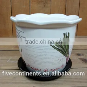 Flower Shape Pot for Sale Ceramic Planter Pot With Saucer thumbnail-1