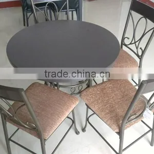 Modern Metal Wood and Lether Dining Table and Chairs 1+4 Sets thumbnail-3