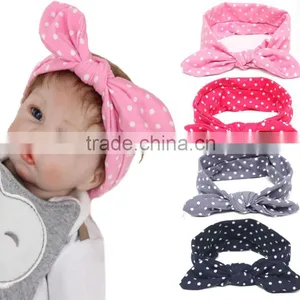Foreign Trade 2016 Tiara Children Hair Rabbit Ears With Soft Dot Silk Printing Baby Female Baby With Milk thumbnail-1