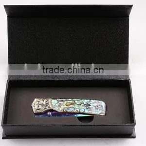 OEM Custom Hand Made Damascus Steel Folding Knife With Abalone thumbnail-6