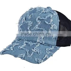 Stars Artwork Jeans And Mesh 5 Panel Custom Baseball Hat/ Baseball Cap thumbnail-1