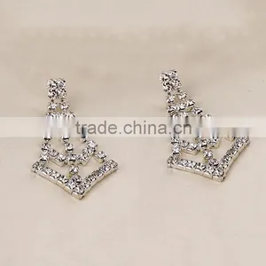 Mesh Design Jewelry Women Diamond Tiara Necklace Earrings Sets thumbnail-4