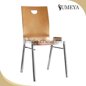 Hotel Furniture Dining Room Restaurant Chair Steel Frame Bended Plywood Wood Design Dining Chair thumbnail-1