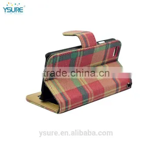 Plaid Pattern Fabric Leather Phone Case For Sony Xperia Z3 With PVC ID and Credit Card Slots thumbnail-5
