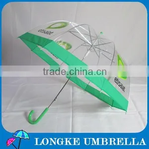 24" Straight Green Color Transparent Clear Auto Open Customized Umbrella thumbnail-1