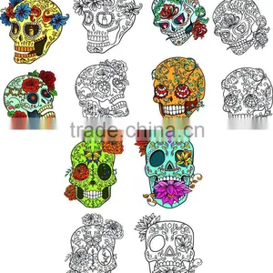 Full Colors and Black Animal Heads Temporary Skulls Tattoo for Man Arm thumbnail-4