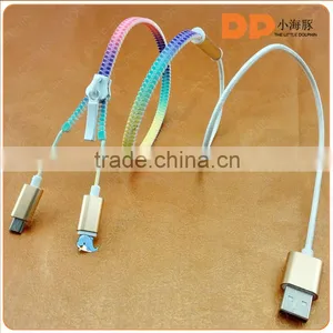 Get Free Sample Long Length Colorful Zipper Usb Cable 2 in 1 Metal Connector thumbnail-1