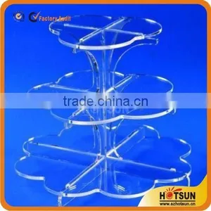 Crystal Acrylic Wedding Cake Stand Decoration , 3 Tiers Acrylic Cake Stand for Party thumbnail-1