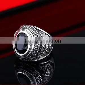 Vintage Cubic Zircon Engrave 316L Stainless Steel Finger Rings for Men thumbnail-2
