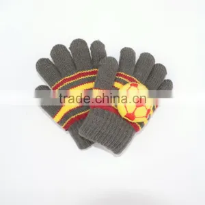 Kid's Extra Warm Knit Gloves With Football (in Stock) thumbnail-1