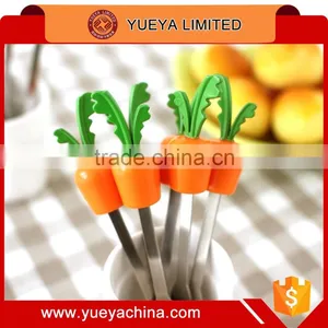 Carrot Shaped Character Dessert Mini Fork Set, Salad Fruit Cake Fork, Silicone Stainless Set of 6pcs thumbnail-1