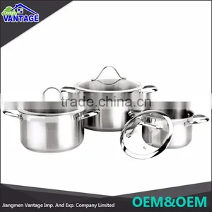 6 Pcs Cookware Sets Glass Lid Soup Pot Stainless Steel Kitchen Pot thumbnail-1