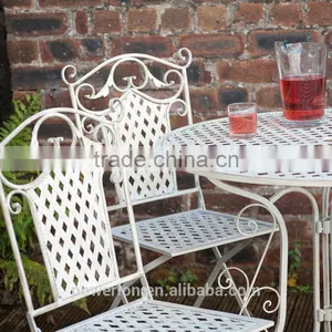 Fabulous Stylish Wrought Iron 4 Folding Chair 90cm Round Patio Set thumbnail-3