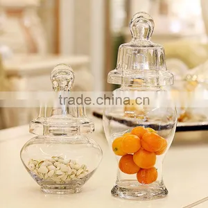 Inexpensive Decoration Clear Glass Candy Jars With Lid thumbnail-1