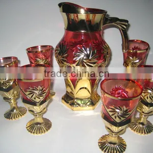 7pcs Golden Glass Set With Color,7pcs of Gold Plated Glassware Sets thumbnail-1