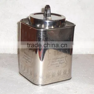 Square Tea Storage Stainless Steel Tin Box thumbnail-1
