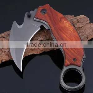 High Quality Outdoor Survival Wooden Handle Hunting Hook Knife thumbnail-1