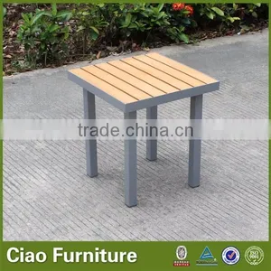 Plastic Wood Top Outdoor End Table for Sun Lounger thumbnail-1