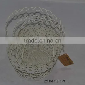 Round Metal Gift Basket With a Handle for Wedding Decoration thumbnail-5