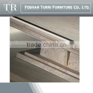 Modern Glass Top White Marble Travertine Coffee Table for Home Used thumbnail-3