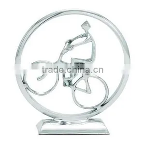 Aluminium Shiny Men Cycle Round Sculpture thumbnail-1