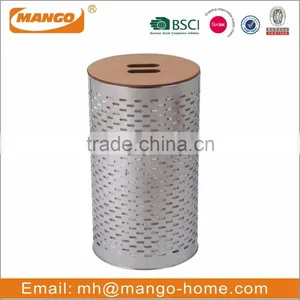 Cylinder Stainless Steel Laundry Bin thumbnail-1