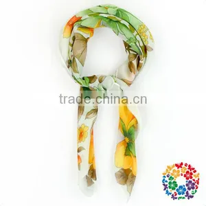 Children Girls Fashion Short Tulle Scarf Tulle Flower Print Hemming Scarf thumbnail-1