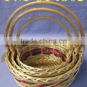 S/3 Round Willow Gift Baskets With Handle thumbnail-1