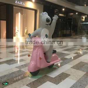 FRP Bear Statue Sculpture Riding Motorcycle thumbnail-5
