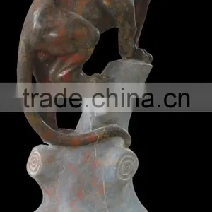 White and Brown Marble Leopard Sculpture for Sale thumbnail-1
