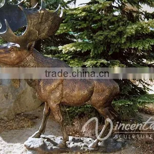Art Garden Decor Life Size Bronze Casting Bull Moose Statue for Large Garden Decoration thumbnail-3
