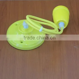 E27 High Frequency Ceramic Glazed Lampholder With Ceiling Rose and Braided Cable thumbnail-1