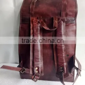 High Quality Handmade Vintage Pure Goat Leather Luggage Bag thumbnail-2