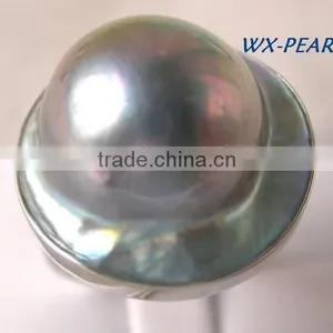New Design Pearl Ring Gray Seawater Pearl thumbnail-2