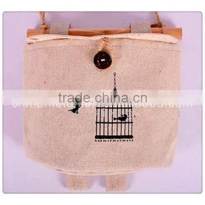 Wholesale Cotton Four Semicircular Hanging Bag With Natural Wood Stick ,and With Picture as Show thumbnail-2