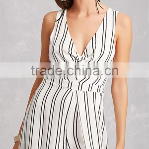 Cheap OEM Clothing Sleeveless Cut Striped Maxi Skirt Romper Dress thumbnail-4