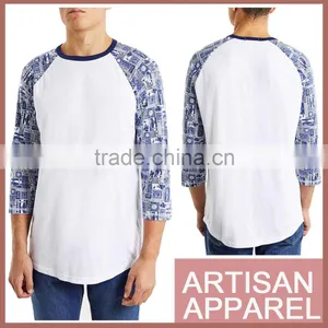 Stamp Pattern Printing Raglan t Shirt Pure Cotton High Quality Custom Long Sleeve Shirt for Male thumbnail-1